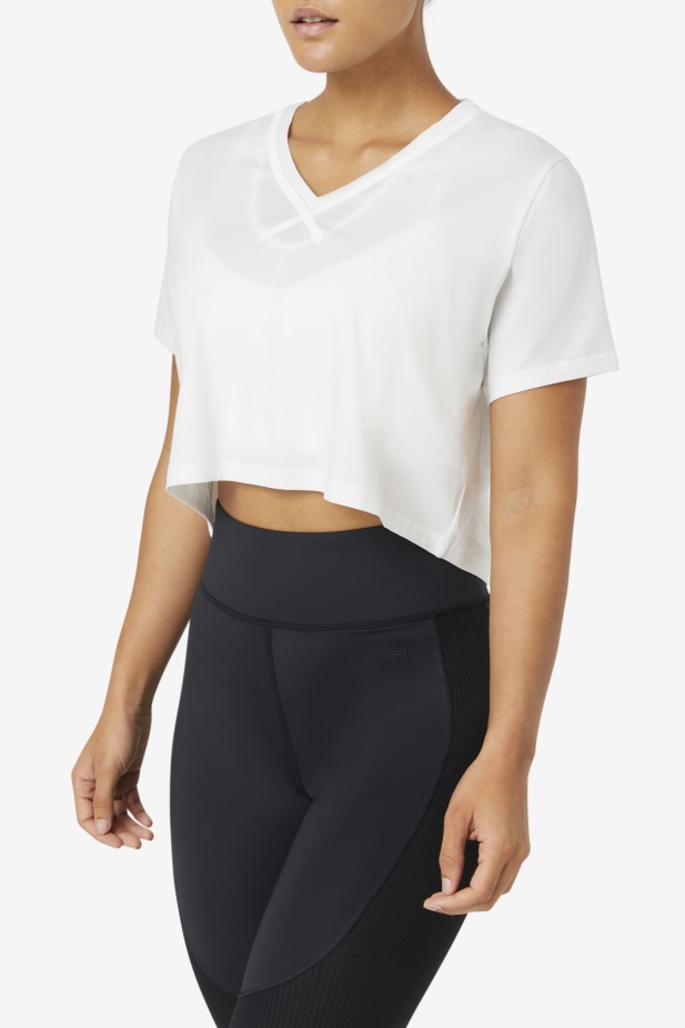 Fila Bílý Fi-lux Vysoký-nízký Crop Top