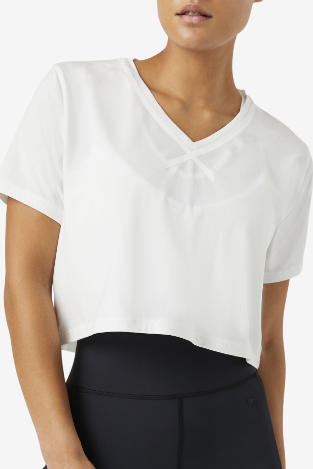Fila Bílý Fi-lux Vysoký-nízký Crop Top