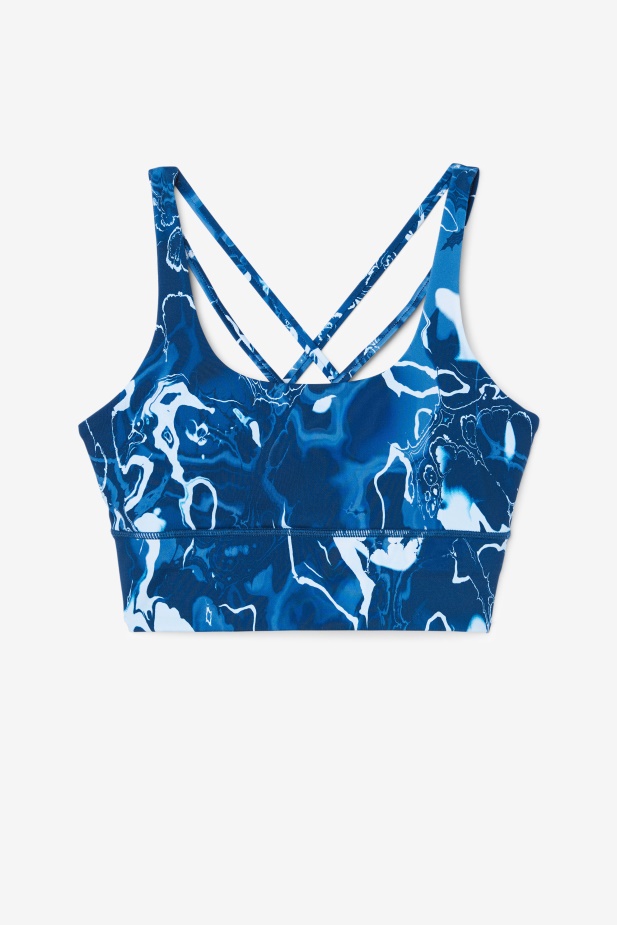 Navy Marble Fila Uplift Cross Back Top Podprsenka