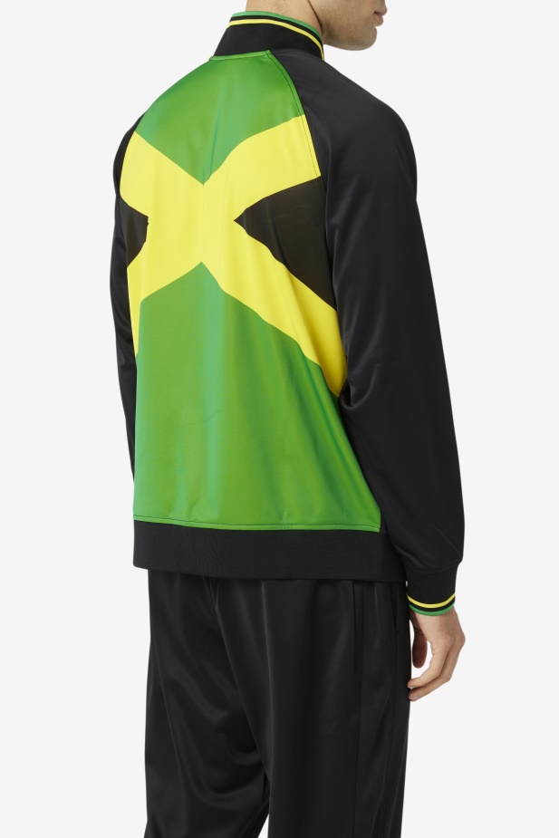 černá/žlutá/kapraďově Zelená Bunda Fila Jamaica