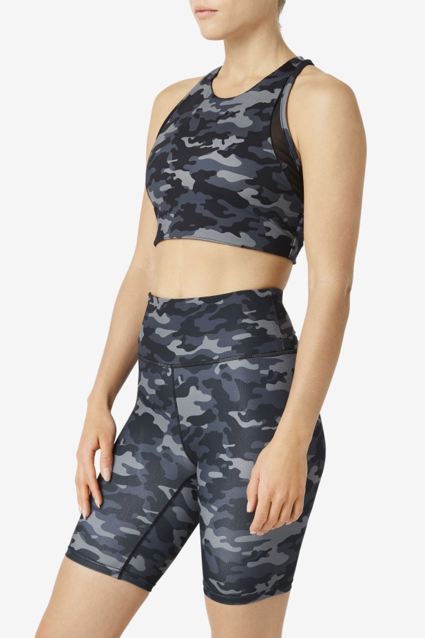 Tmavá Camo/black Fila Uplift Sportovní Podprsenka Se Zády