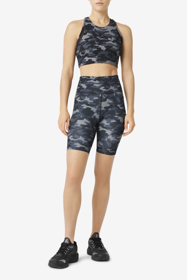 Tmavá Camo/black Fila Uplift Sportovní Podprsenka Se Zády