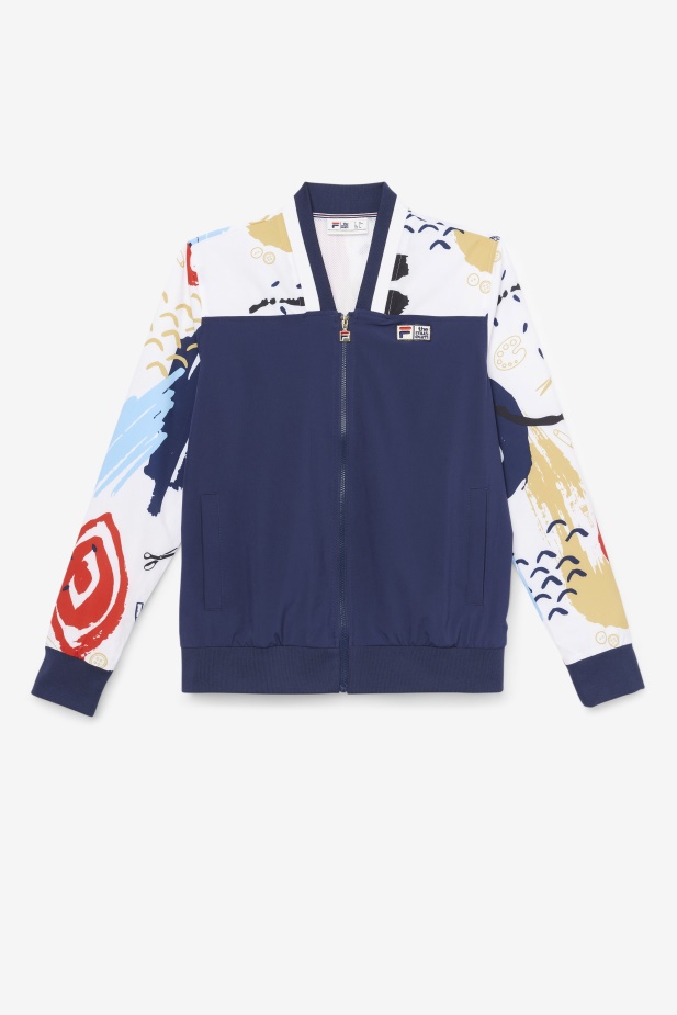 Fila X The Museum Tištěná Tepláková Bunda Peacoat/white/red Fila