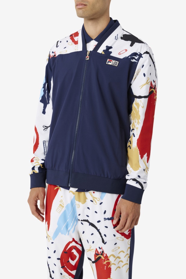 Fila X The Museum Tištěná Tepláková Bunda Peacoat/white/red Fila