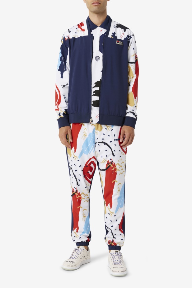 Fila X The Museum Tištěná Tepláková Bunda Peacoat/white/red Fila