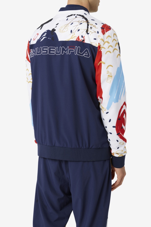 Fila X The Museum Tištěná Tepláková Bunda Peacoat/white/red Fila