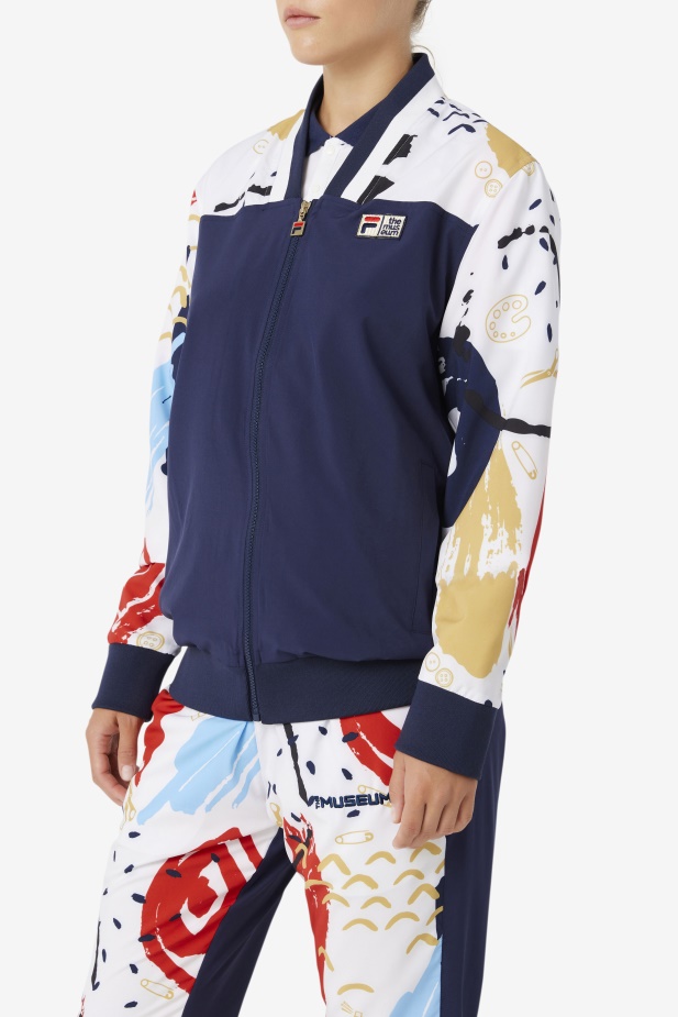 Fila X The Museum Tištěná Tepláková Bunda Peacoat/white/red Fila