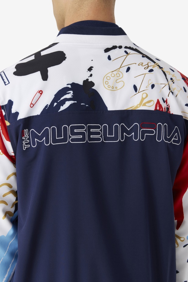 Fila X The Museum Tištěná Tepláková Bunda Peacoat/white/red Fila