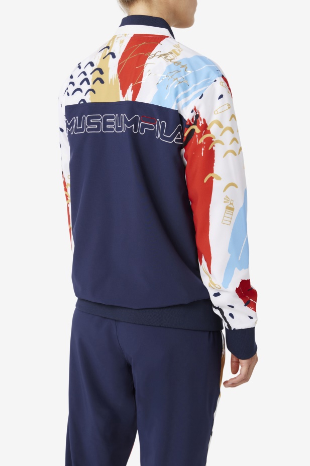 Fila X The Museum Tištěná Tepláková Bunda Peacoat/white/red Fila