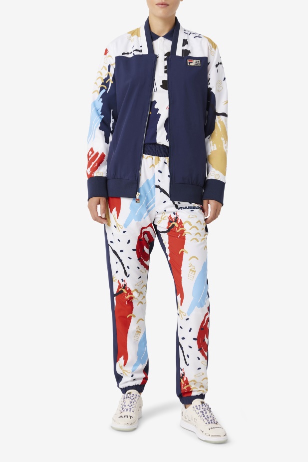 Fila X The Museum Tištěná Tepláková Bunda Peacoat/white/red Fila