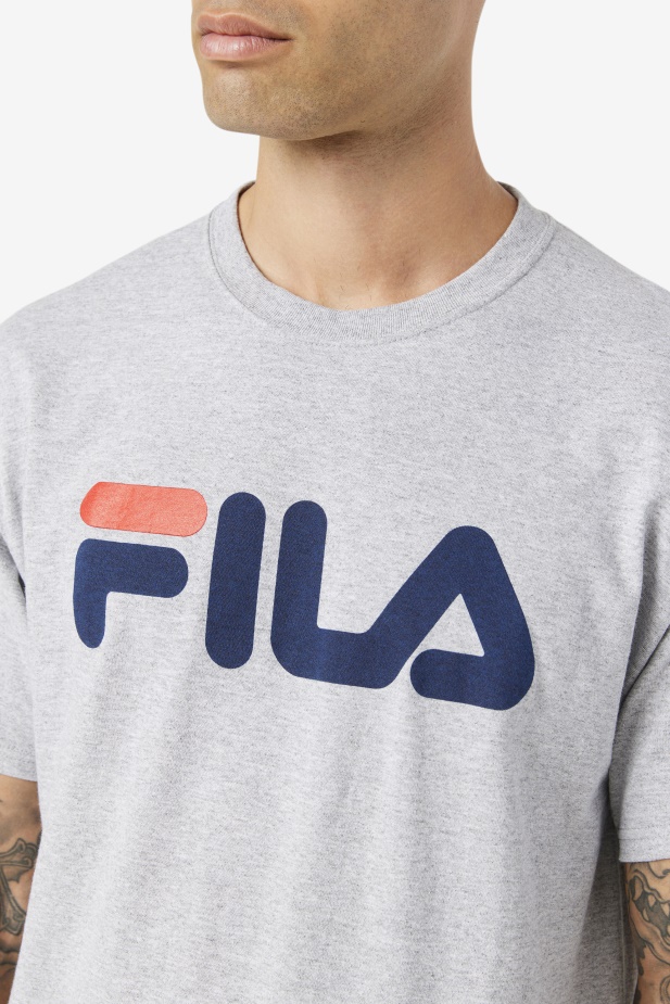 Pánské Tričko S Logem Fila šedé Vřesové/námořnické/červené