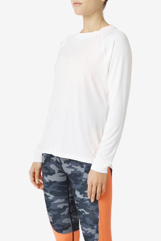 Fila Fi-lux Síťovaná Záda Dlouhý Rukáv Crew Bílá