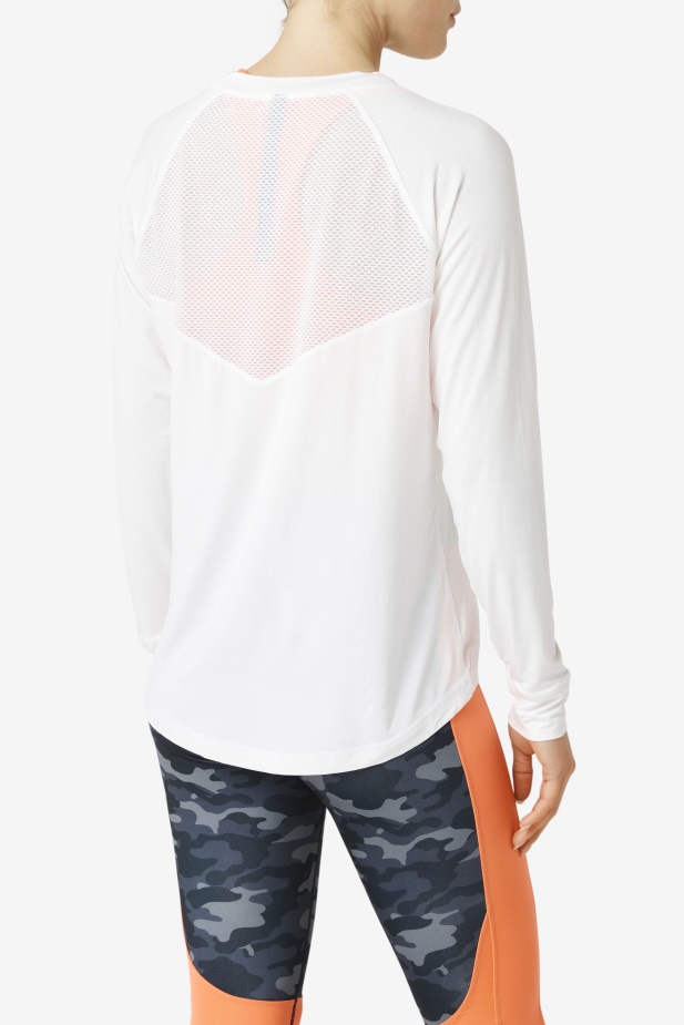 Fila Fi-lux Síťovaná Záda Dlouhý Rukáv Crew Bílá