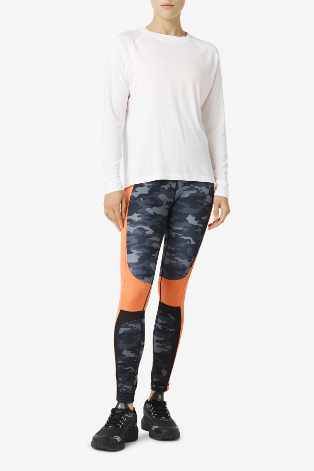 Fila Fi-lux Síťovaná Záda Dlouhý Rukáv Crew Bílá