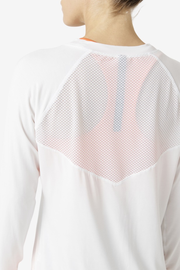 Fila Fi-lux Síťovaná Záda Dlouhý Rukáv Crew Bílá