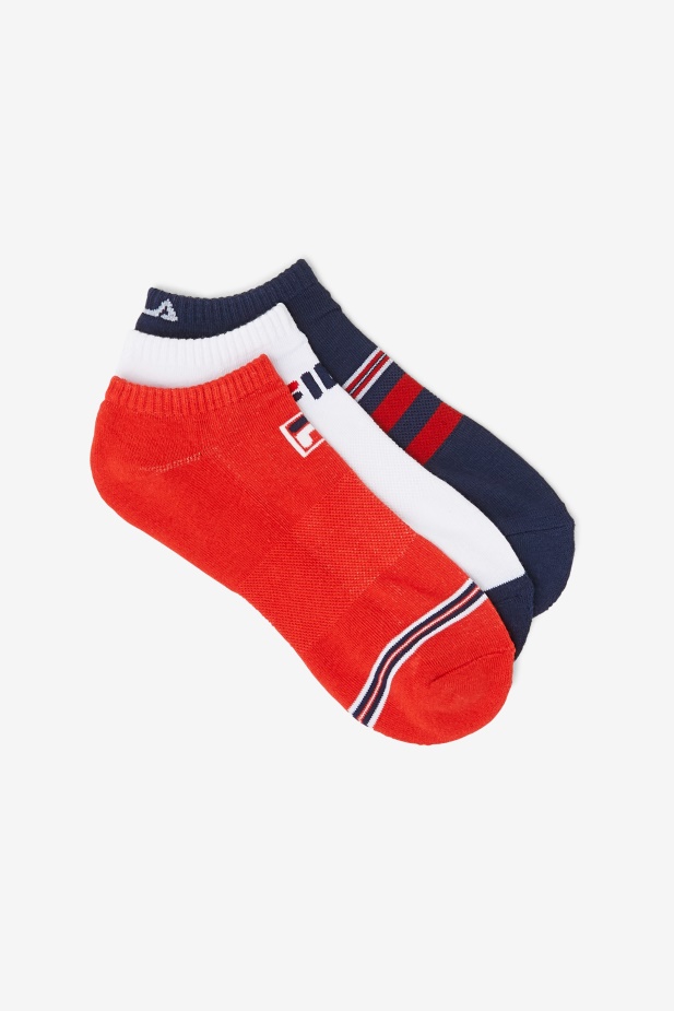 Fila Navy Pánské Pruhované No Show Ponožka 3-bal