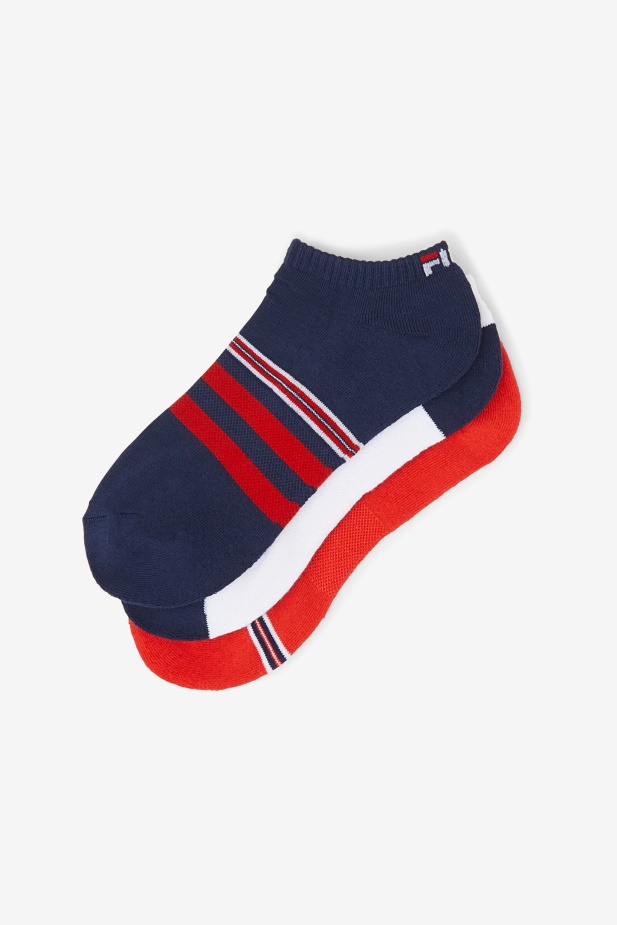 Fila Navy Pánské Pruhované No Show Ponožka 3-bal