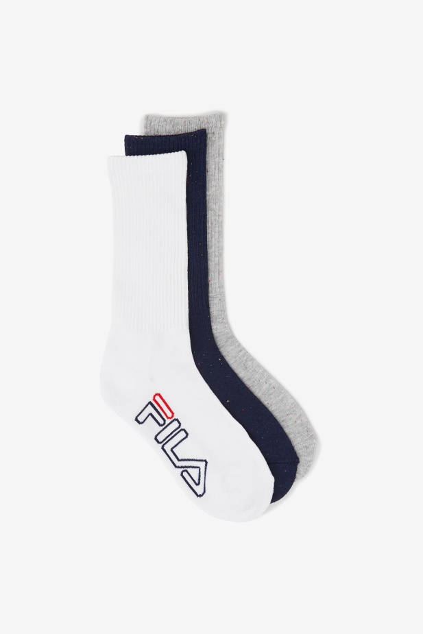 Fila Navy Dámské Flekaté Pruhované Crew Ponožka 3-bal