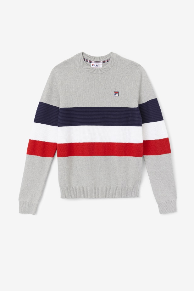 Světle šedý Opukový/peacoat/bílý Svetr Fila Willkie