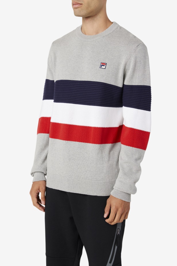 Světle šedý Opukový/peacoat/bílý Svetr Fila Willkie