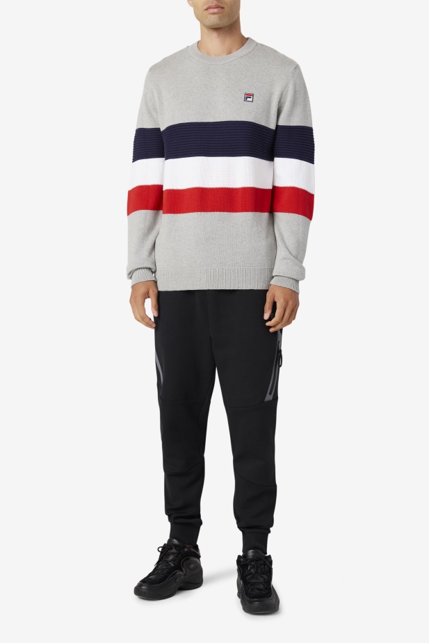Světle šedý Opukový/peacoat/bílý Svetr Fila Willkie