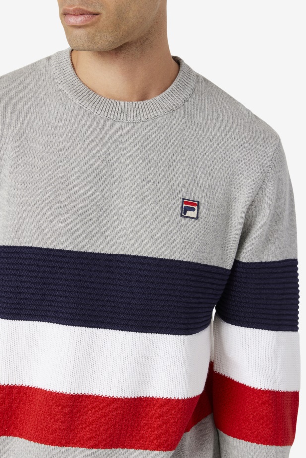 Světle šedý Opukový/peacoat/bílý Svetr Fila Willkie