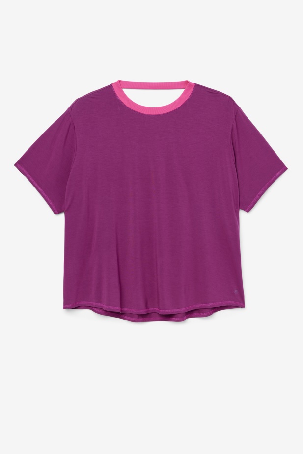 Fila Fi-lux Top S Krátkým Rukávem Purpurově Fialový