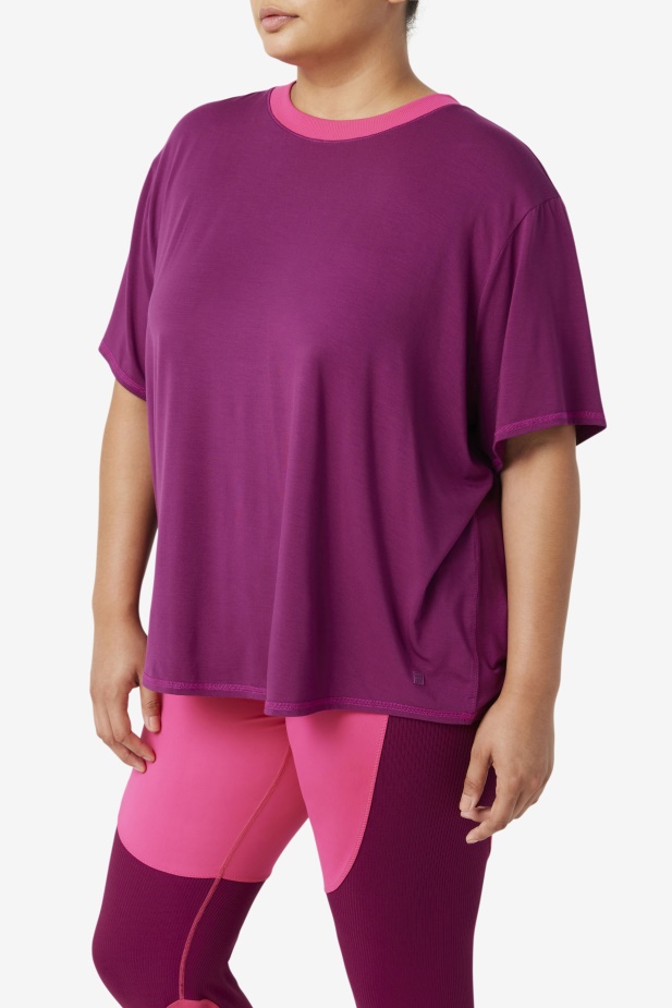 Fila Fi-lux Top S Krátkým Rukávem Purpurově Fialový