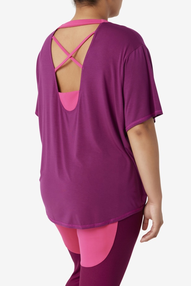 Fila Fi-lux Top S Krátkým Rukávem Purpurově Fialový