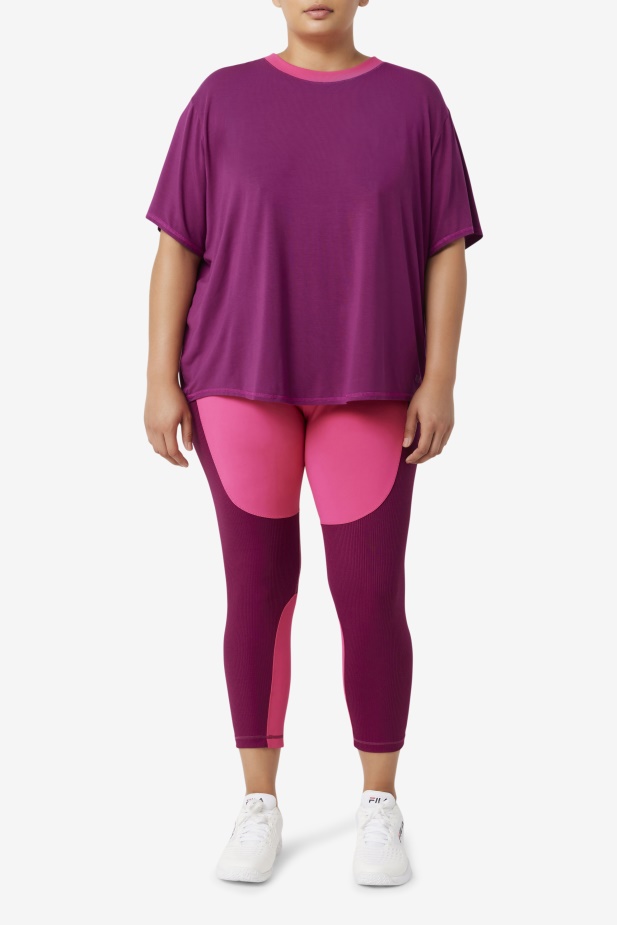 Fila Fi-lux Top S Krátkým Rukávem Purpurově Fialový