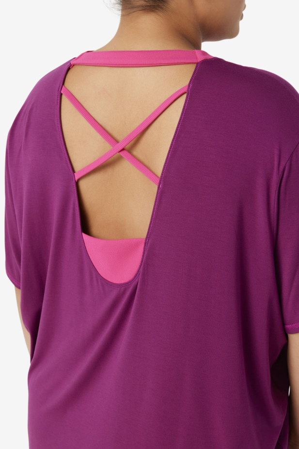 Fila Fi-lux Top S Krátkým Rukávem Purpurově Fialový