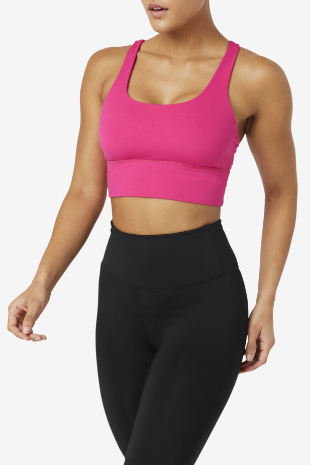 Fila Uplift Cross Back Top Podprsenka Jasně Růžová