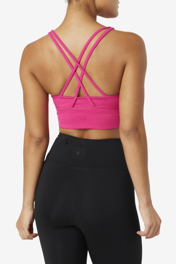 Fila Uplift Cross Back Top Podprsenka Jasně Růžová