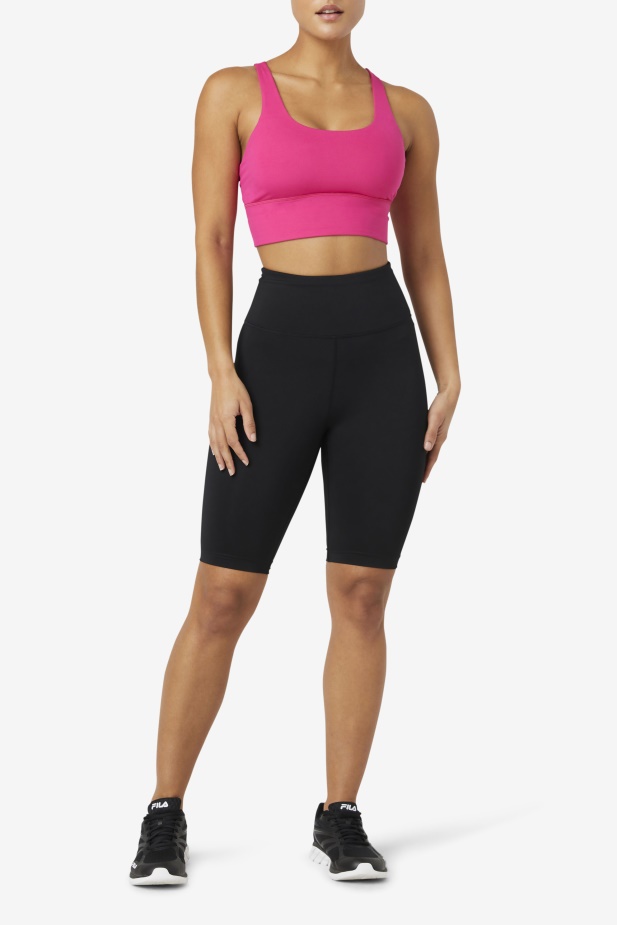 Fila Uplift Cross Back Top Podprsenka Jasně Růžová