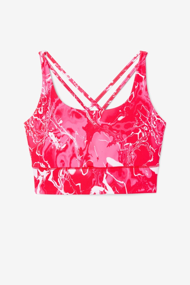 Fila Růžová Mramorová Uplift Cross Back Top Podprsenka