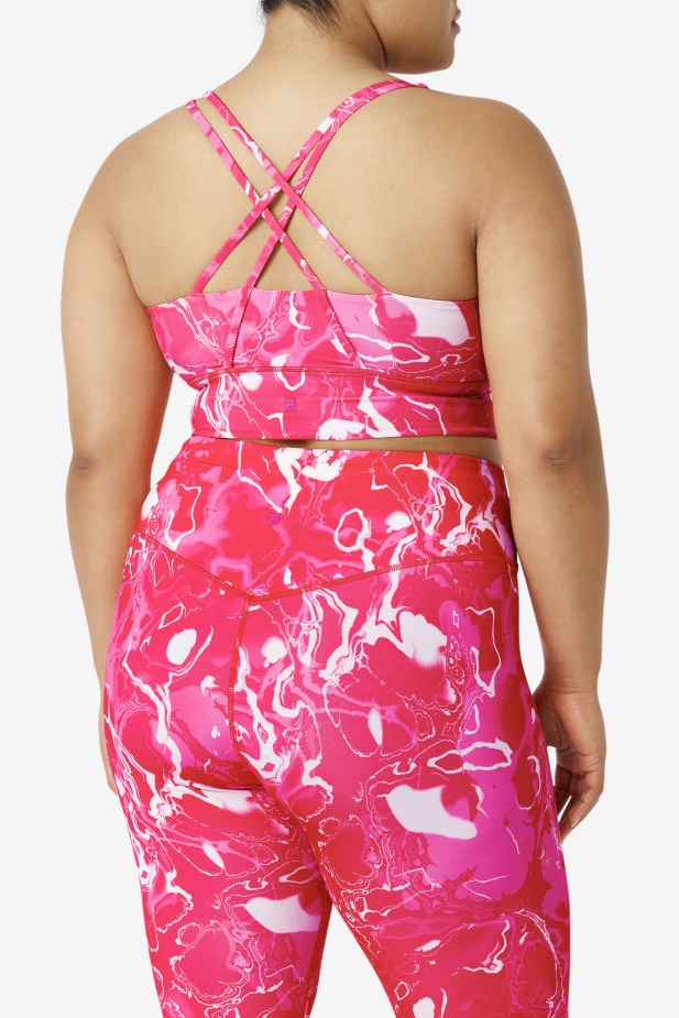 Fila Růžová Mramorová Uplift Cross Back Top Podprsenka