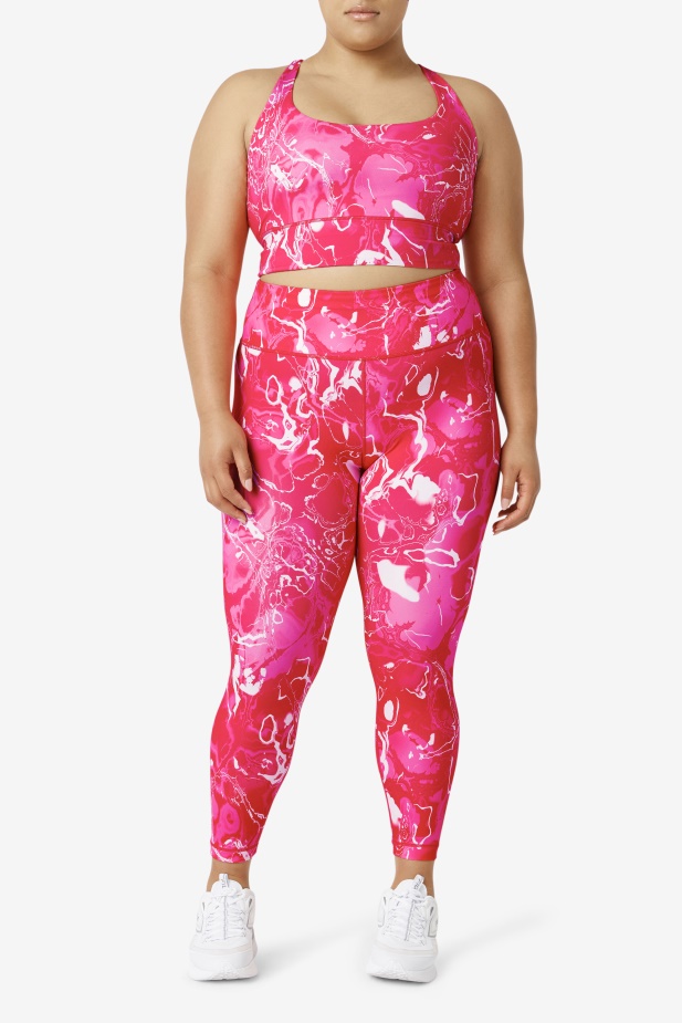Fila Růžová Mramorová Uplift Cross Back Top Podprsenka