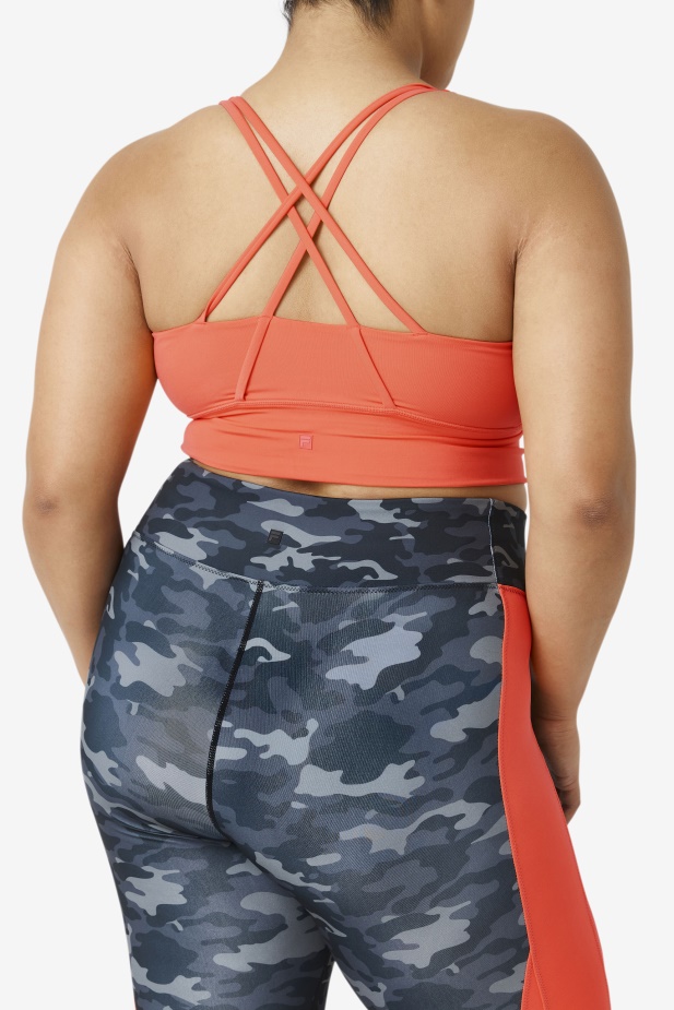 žhavý Korál Vztlak Cross Back Podprsenka Top Fila