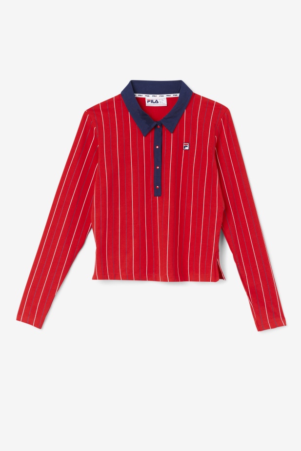 červená Jada Polo Fila S Dlouhým Rukávem
