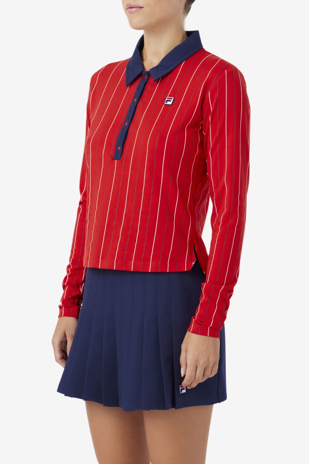červená Jada Polo Fila S Dlouhým Rukávem