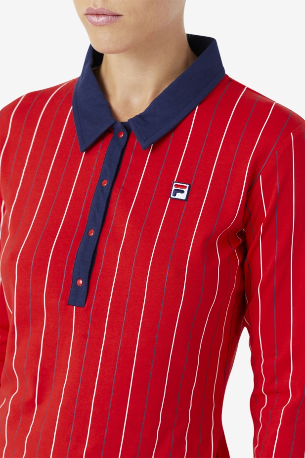 červená Jada Polo Fila S Dlouhým Rukávem