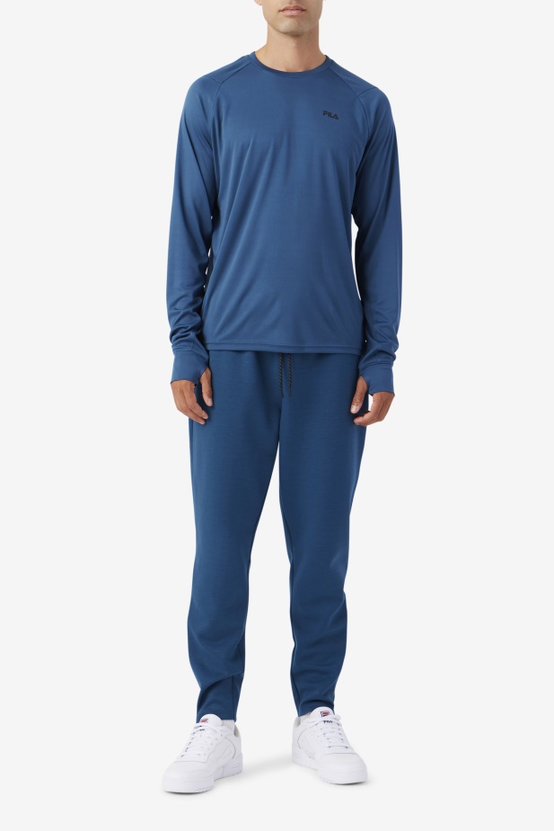 Fila Jazam Dlouhý Rukáv Crew Majolika Modrá/černá