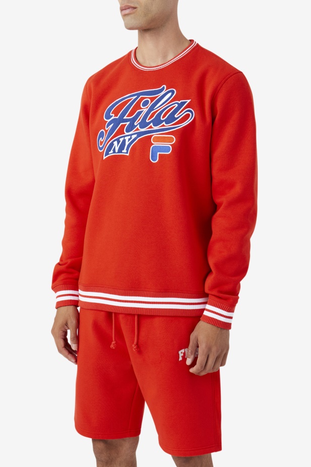 Ohnivě červená/modrá/bílá Mikina Taylor Crewneck Fila