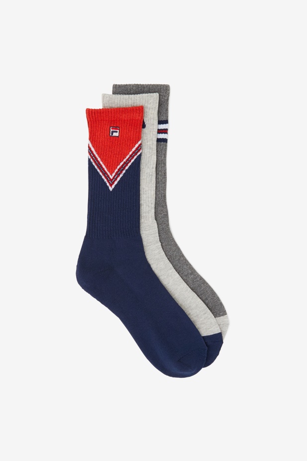Fila Pánská Chevron Crew Ponožka 3-balení Námořnická