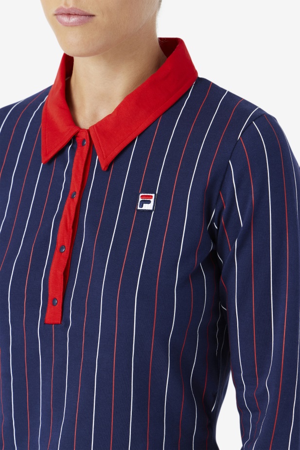 Jada Polo S Dlouhým Rukávem Námořnická/červená/bílá Fila