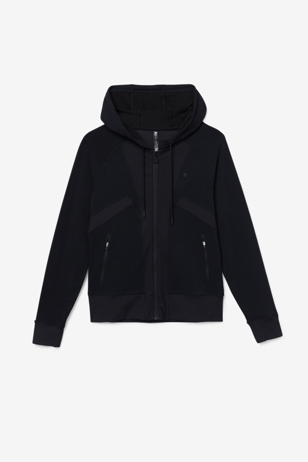 černá Fi-lux Textura Mikina S Kapucí Na Zip Fila