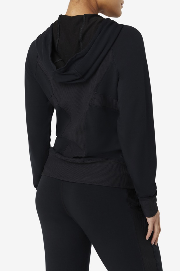 černá Fi-lux Textura Mikina S Kapucí Na Zip Fila