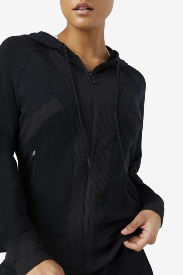 černá Fi-lux Textura Mikina S Kapucí Na Zip Fila