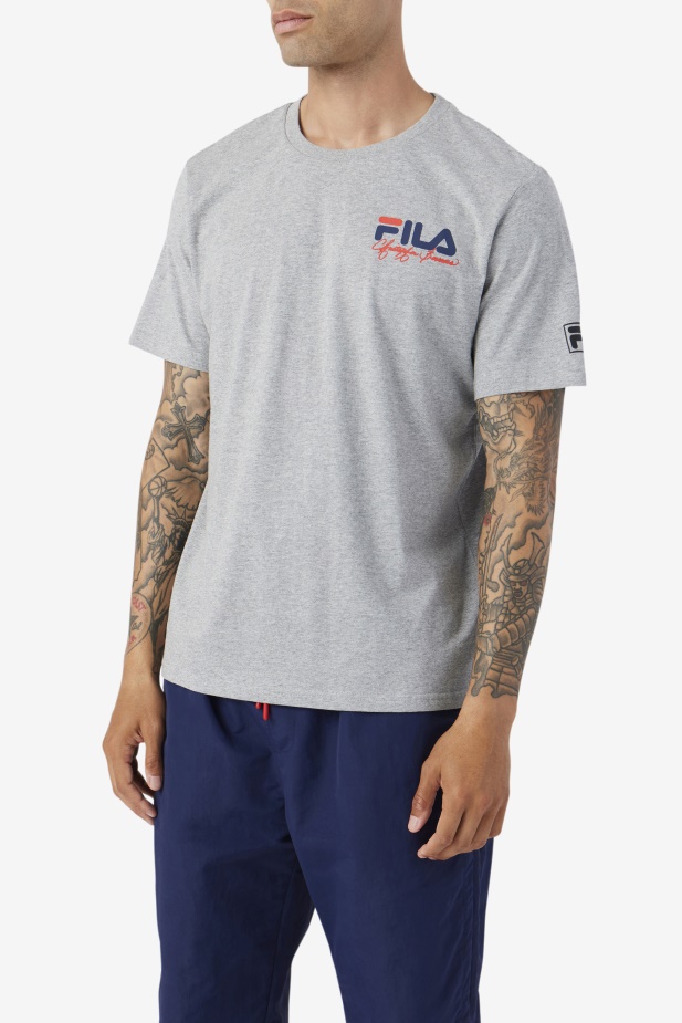 Vřes šedá Bevans Park Grafické Tričko Fila