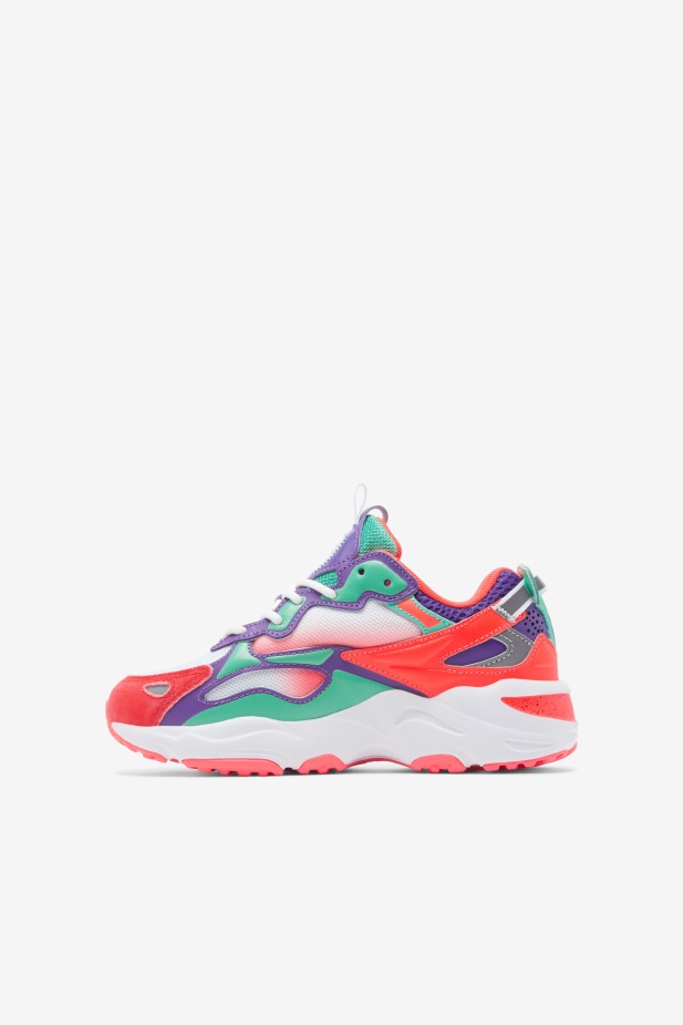 Fila Little Kids\' Ray Tracer Apex Bílá/ohnivá Korálová/fialová
